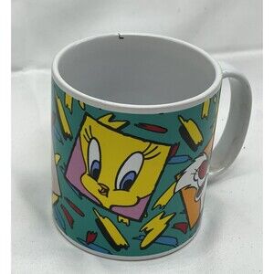 Vintage Coffee cup Mug 1993 Warner Bros Sakura Sylvester & Tweety Taz Bugs Bunny